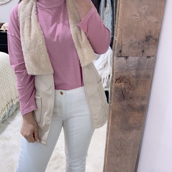 Carmin size large tan faux fur vest - Picture 2 of 5